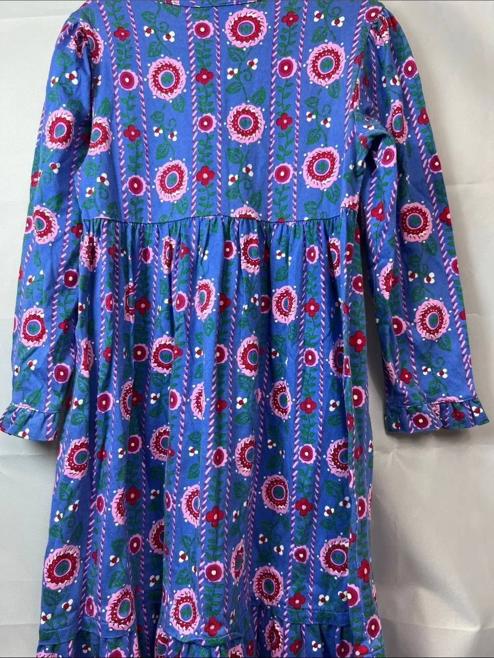 Hanna Andersson blue and pink floral long sleeve ruffle hem dress size 5 (110)